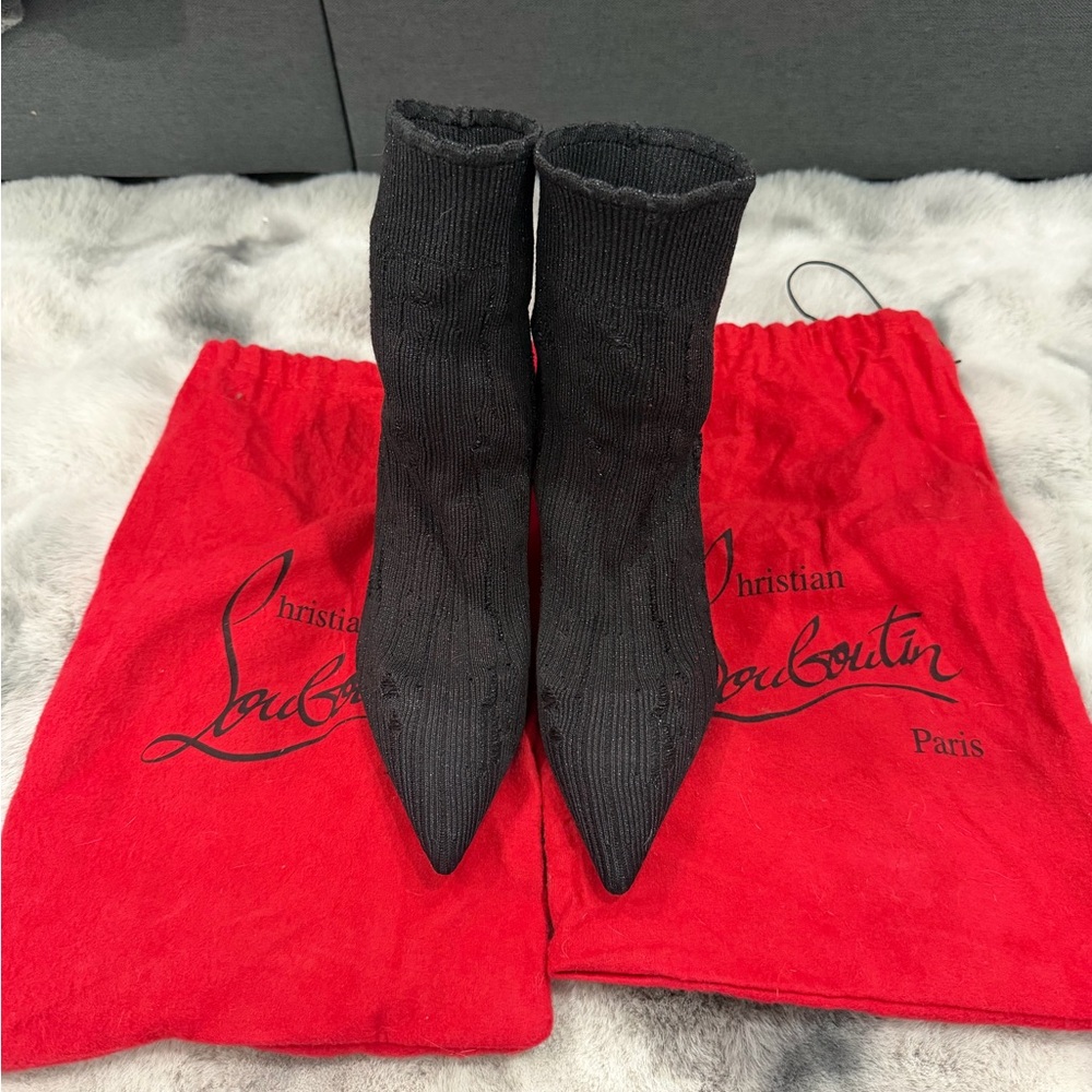 Christian Louboutin Black Heeled Sock Boots - Picture 8 of 8